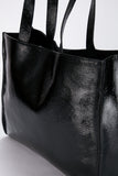 Crinkle Patent Tote Bag - Black