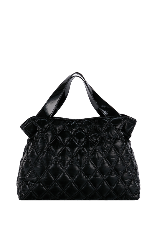 Quilted Shimmer Tote Bag - Black