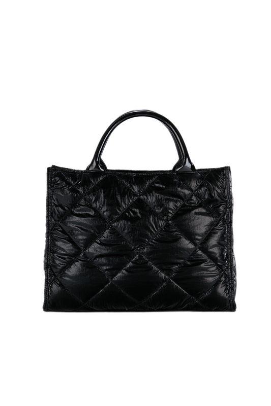 Quilted Nylon Tote Bag - Black