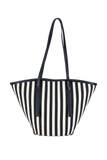 Striped Canvas Tote Bag - Black & White