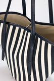 Striped Canvas Tote Bag - Black & White