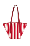 Striped Canvas Tote Bag - Red & White
