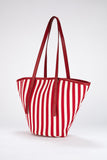 Striped Canvas Tote Bag - Red & White