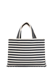 Striped Canvas Tote Bag - Black & White
