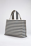 Striped Canvas Tote Bag - Black & White