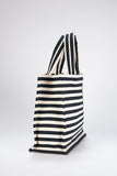 Striped Canvas Tote Bag - Black & White
