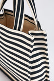Striped Canvas Tote Bag - Black & White