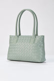 Braided Vegan Leather Tote Bag - Sage Green