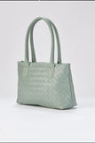 Braided Vegan Leather Tote Bag - Sage Green