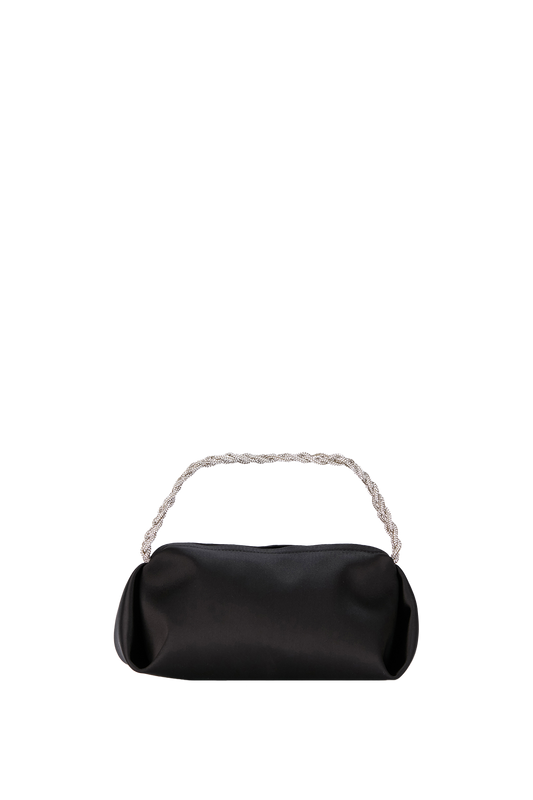 Recycled Satin Evening Bag - Black
