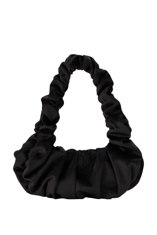 Velvet Croissant Hand Bag - Black