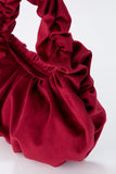 Velvet Croissant Hand Bag - Burgundy