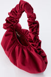 Velvet Croissant Hand Bag - Burgundy