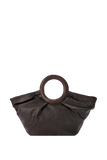 Top Handle Fan Tote Bag - Brown
