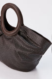 Top Handle Fan Tote Bag - Brown