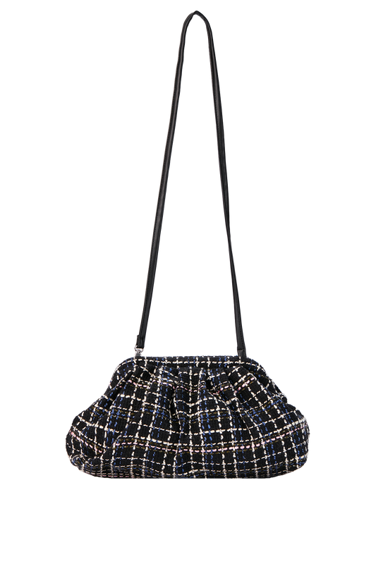 Tweed Pouch Crossbody Bag - Black