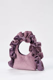 Frill Detail Velvet Shoulder Bag - Lilac