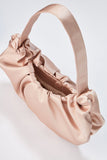 Pleated Satin Shoulder Bag - Champagne