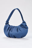 Pleated Satin Shoulder Bag - Blue
