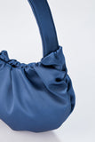 Pleated Satin Shoulder Bag - Blue