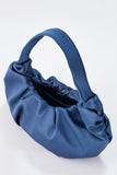 Pleated Satin Shoulder Bag - Blue