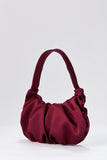 Pleated Satin Shoulder Bag - Burgundy