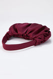 Pleated Satin Shoulder Bag - Burgundy