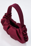 Pleated Satin Shoulder Bag - Burgundy