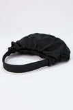 Pleated Satin Shoulder Bag - Black