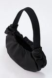 Pleated Satin Shoulder Bag - Black