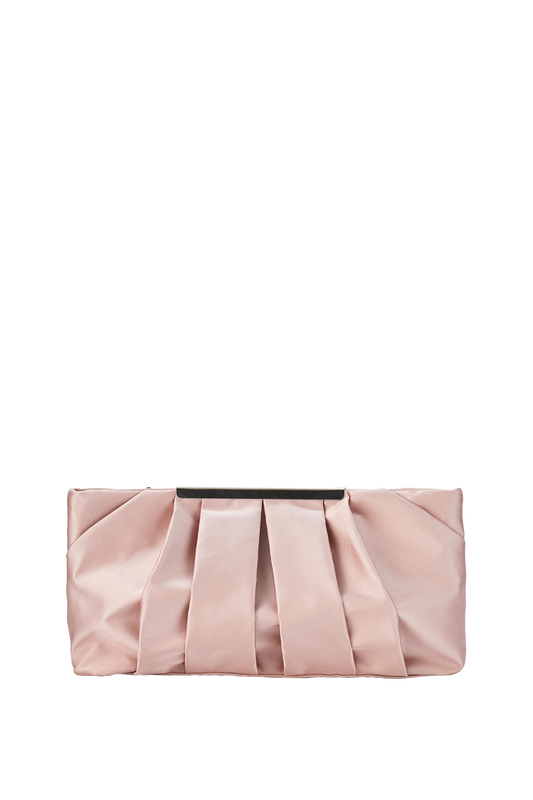 Pleated Satin Clutch Bag - Champagne