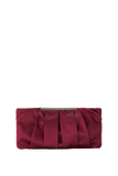 Pleated Satin Clutch Bag - Burgundy