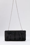 Pleated Satin Clutch Bag - Black