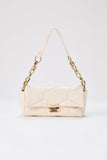 Quilted Vegan Leather Shoulder Bag - Beige