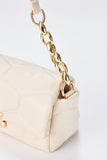 Quilted Vegan Leather Shoulder Bag - Beige
