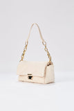 Quilted Vegan Leather Shoulder Bag - Beige