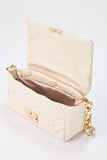 Quilted Vegan Leather Shoulder Bag - Beige