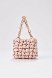 Quilted Satin Handbag - Beige
