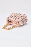 Quilted Satin Handbag - Beige