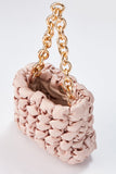Quilted Satin Handbag - Beige
