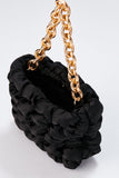 Quilted Satin Handbag - Black