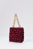 Quilted Satin Handbag - Burgundy