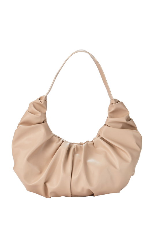 Vegan Leather Shoulder Bag - Nude