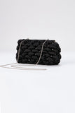 Recycled Quilted Satin Clutch Bag - Black