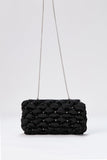 Recycled Quilted Satin Clutch Bag - Black