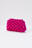 Recycled Quilted Satin Clutch Bag - Fuchsia Pink