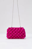 Recycled Quilted Satin Clutch Bag - Fuchsia Pink