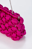 Recycled Quilted Satin Clutch Bag - Fuchsia Pink