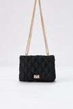 Recycled Quilted Satin Crossbody Bag - Black