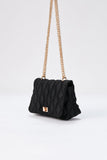 Recycled Quilted Satin Crossbody Bag - Black